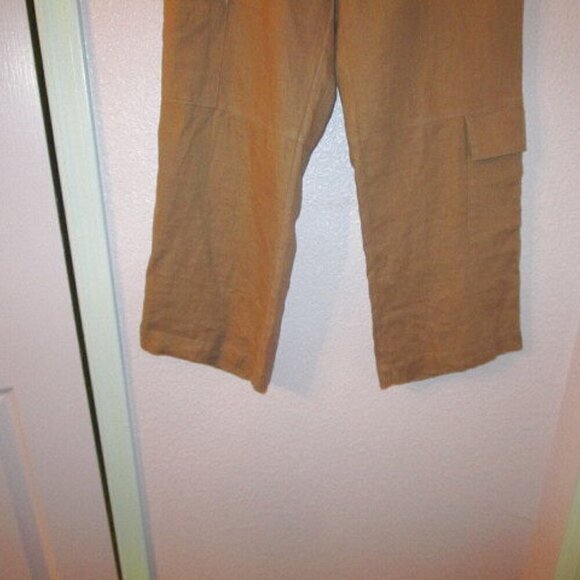 Orvis Linen Cargo Pants Size 8 Wide Leg Mid Rise Lightweight Crop Pockets Beach - Picture 5 of 9